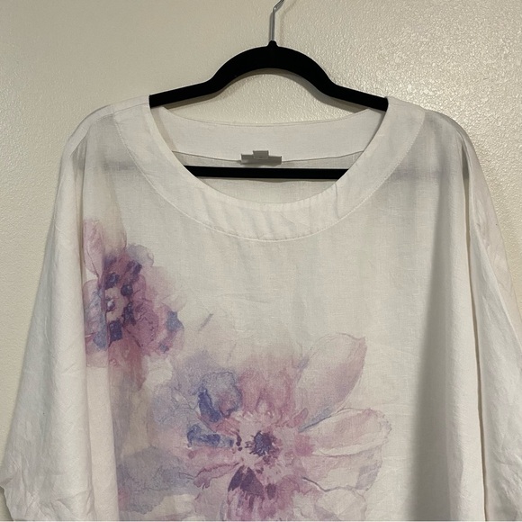 PureJill Linen Kimono style Watercolor floral print Top Size Small - Picture 4 of 11